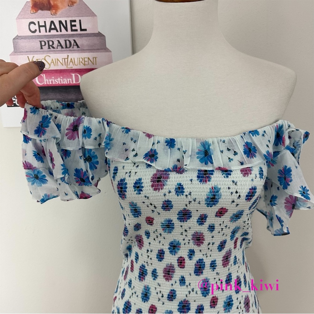 LoveShackFancy Kodie Smocked Ruffle Floral Mini Dress - Picture 5 of 17